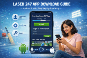 Laser 247 app download guide showing easy step-by-step setup for Android and iOS users, including registration, login process, and quick access to the Laser 247 betting platform.