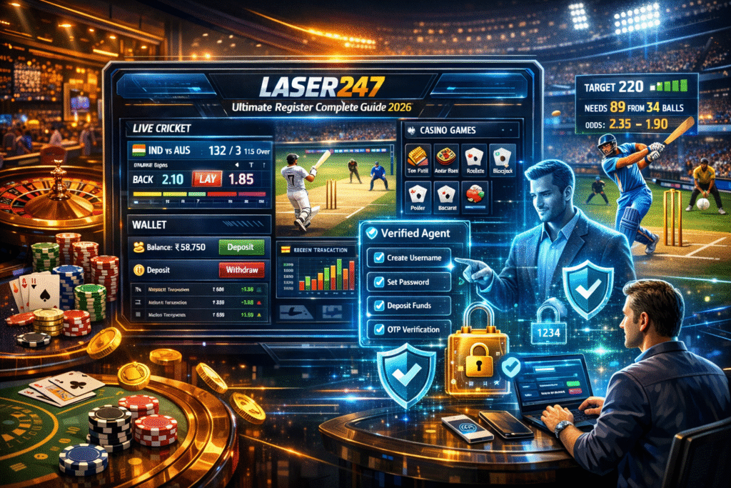 Laser247 Register 2026 guide showing step-by-step process to create a secure online cricket ID, complete registration form, account verification, and safe login access on desktop and mobile.