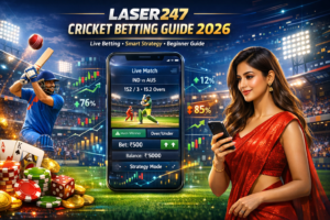 Laser247 cricket betting strategy with live match analysis and betting interface.